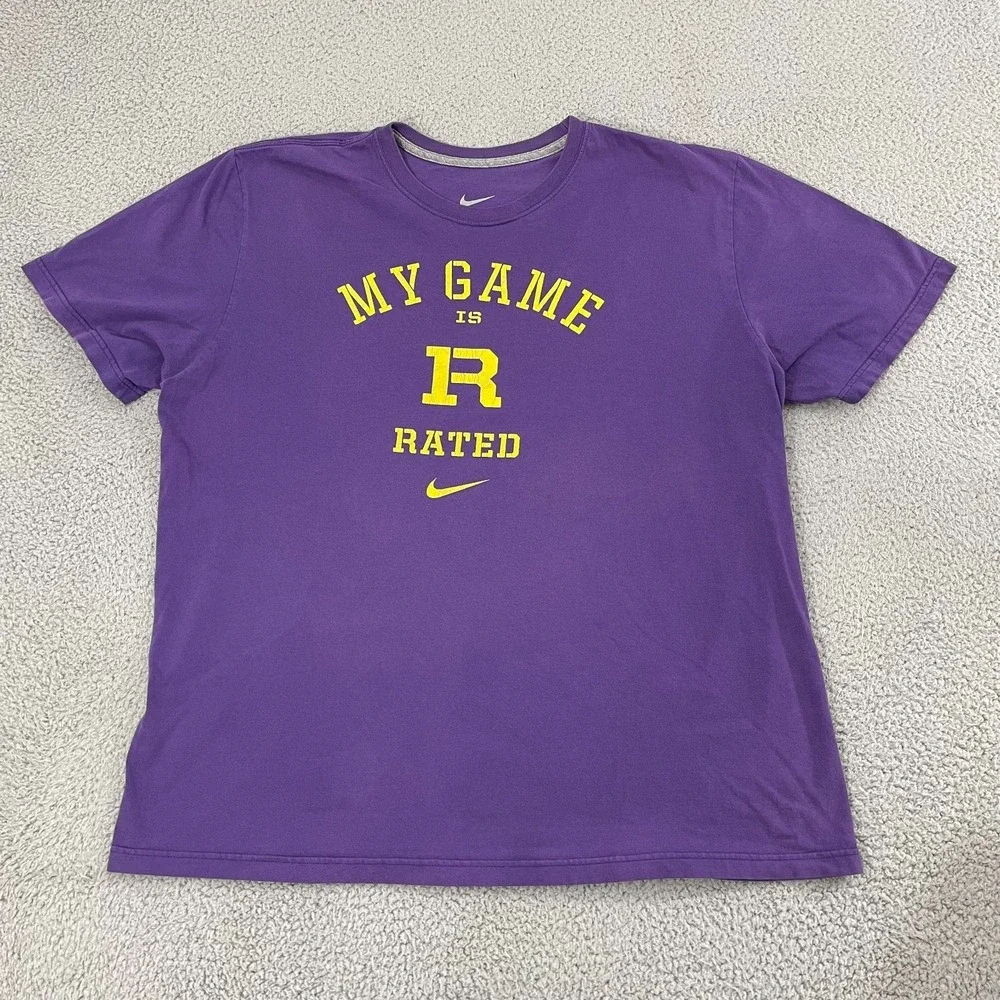 My Game Is R Rated Shirt Men XXL Purple Center Swoosh Sportswear Regular Fit Tee